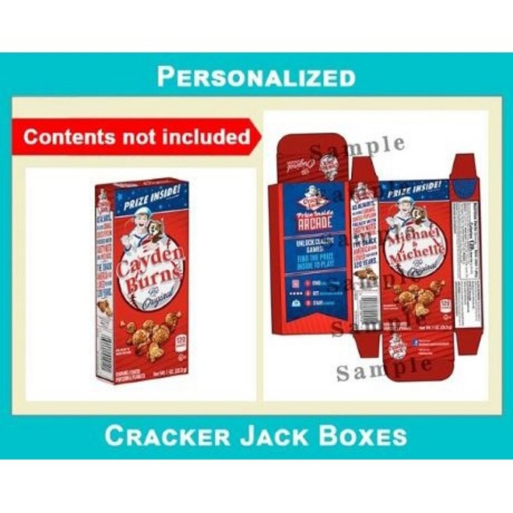 Personalized Cracker Jack Boxes for Party Favors